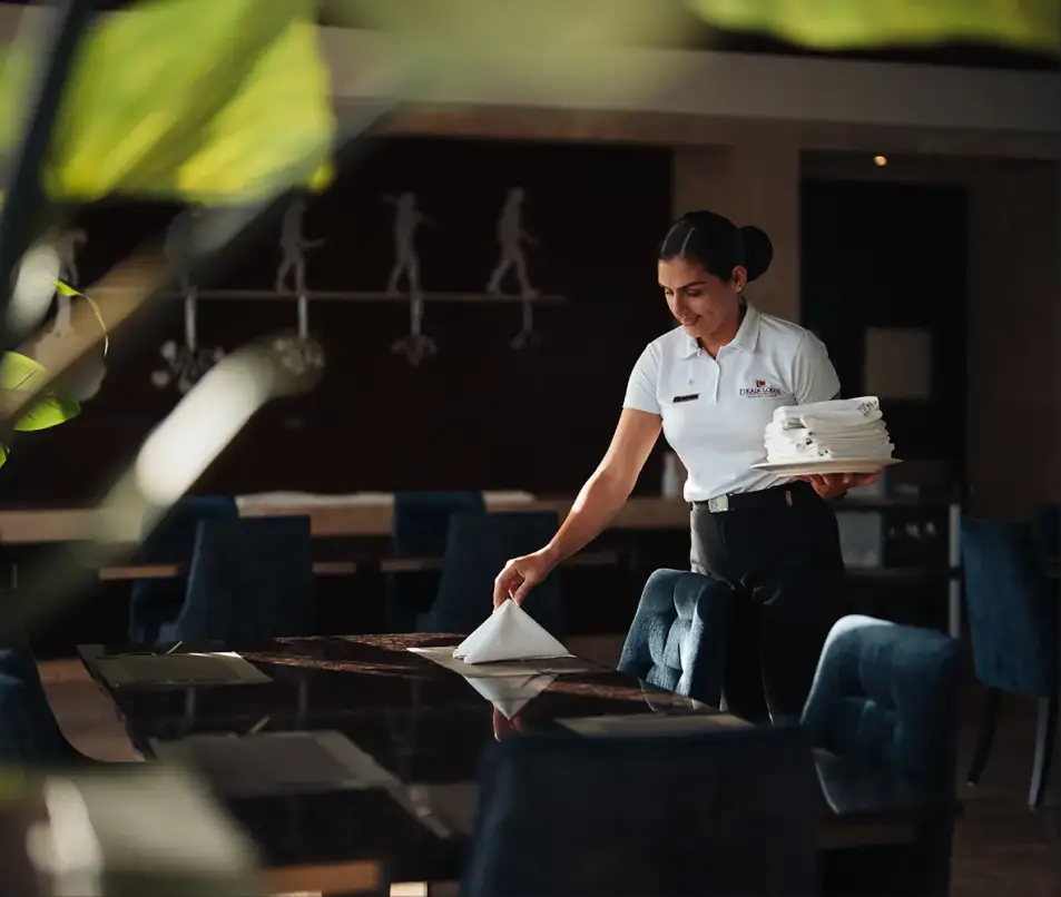 Table service at Evolution restaurant